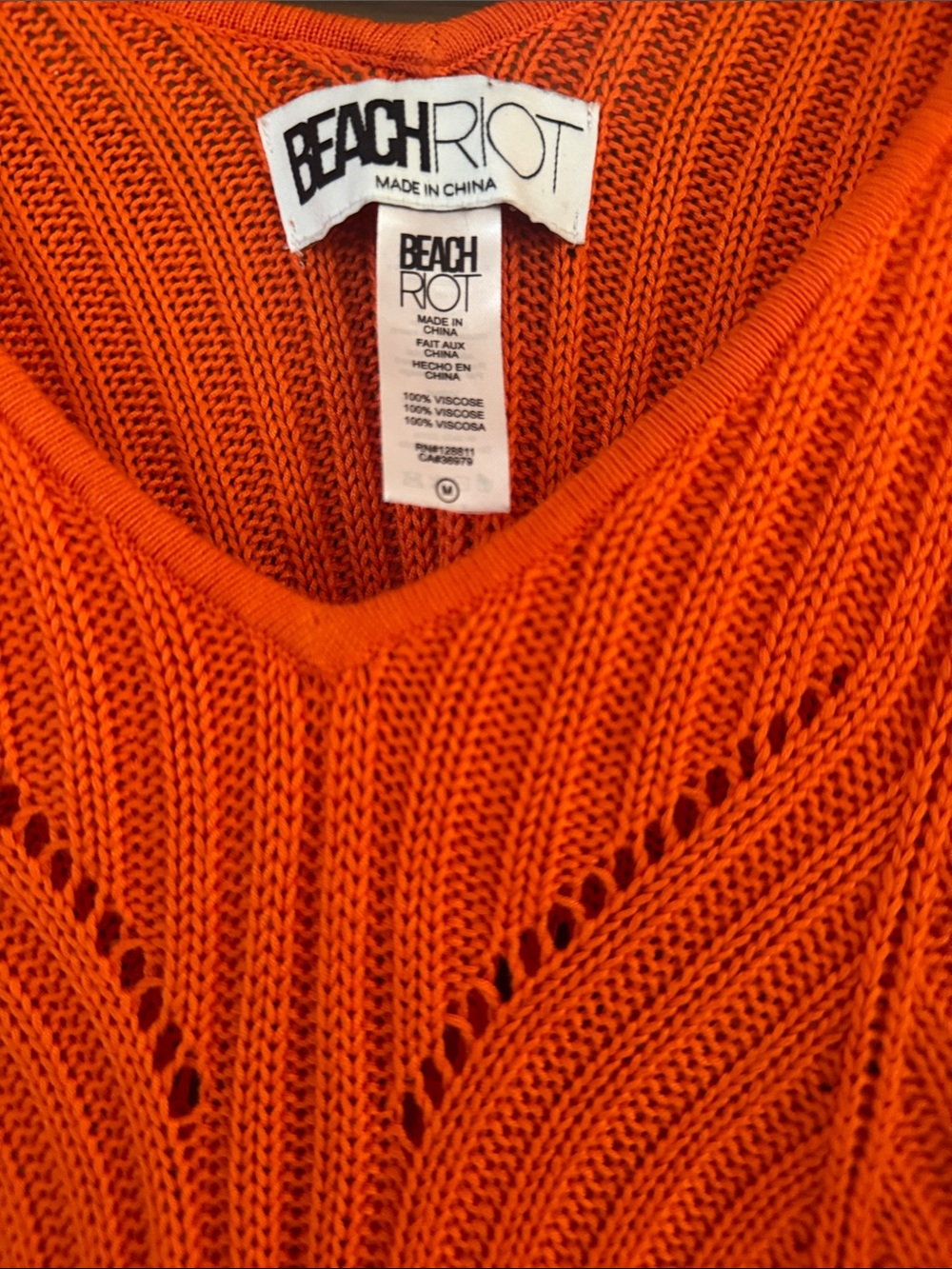 Beach Riot Orange Open Knit Peplum Tank Top Size M - Picture 3 of 6